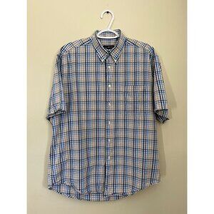 Cotton Traders Mens Medium Short Sleeve Button Up Causal Shirt Striped